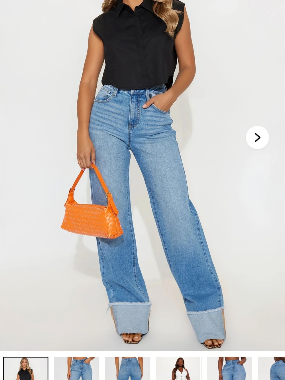 Fashion Nova Light Blue High-Rise Wide Leg Jeans